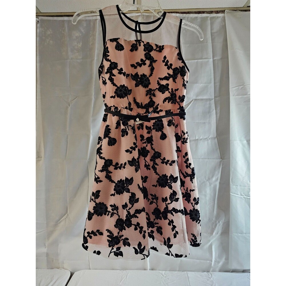 Children’s Place Girl’s tulle with flowers pink/black sleeveless Dress size 12